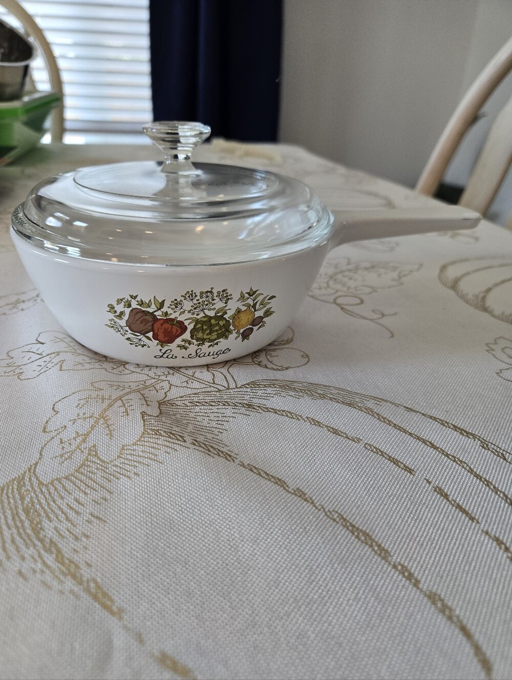 Vintage 1970s Corningware La Sauge White Saucepan With Lid